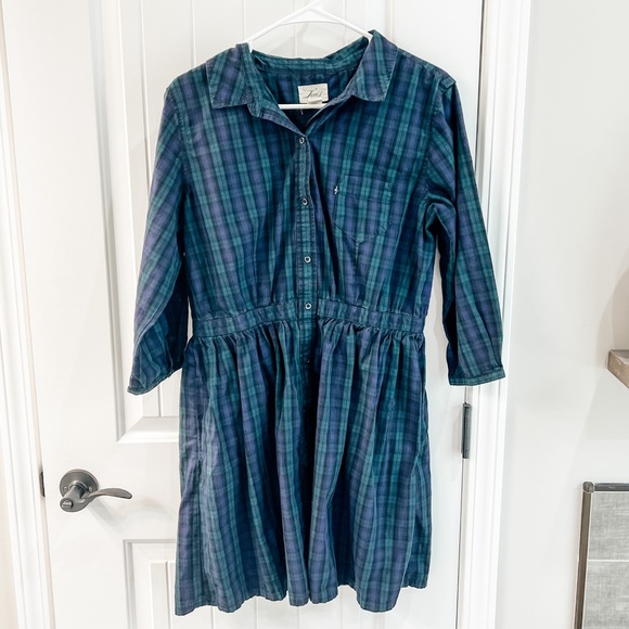 Levi’s Classic Blue Green Plaid Shirt Dress Size Large - Picture 1 of 11